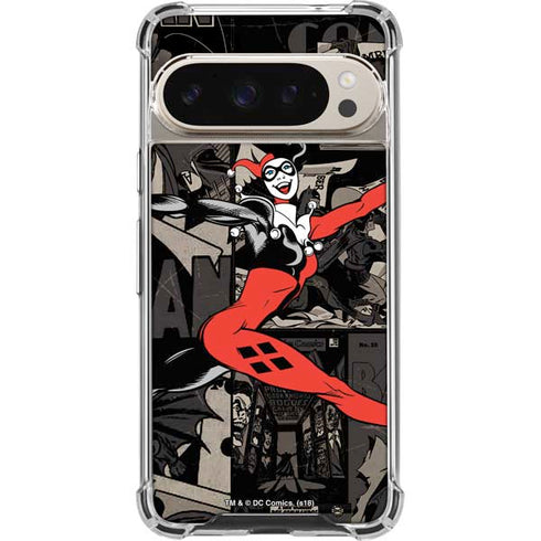 DC Comics Harley Quinn Vintage Action pose pattern Pixel 9/9 Pro Clear Case